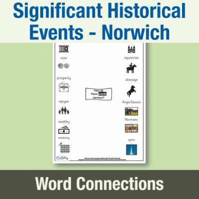 Image of Year 2 History (Significant Historical Events, People, Places: Norwich) Word Connections WC CUSP Resource
