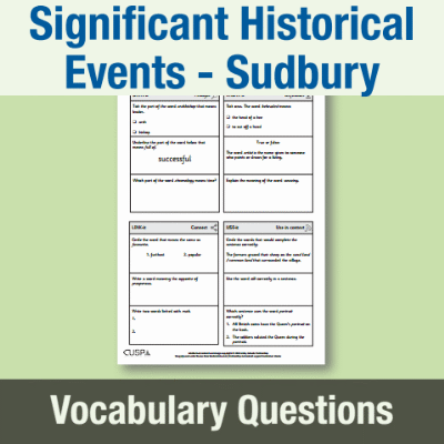 Image of Year 2 History (Significant Historical Events, People, Places: Sudbury) Vocabulary Questions VQ CUSP Resource