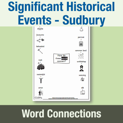 Image of Year 2 History (Significant Historical Events, People, Places: Sudbury) Word Connections WC CUSP Resource