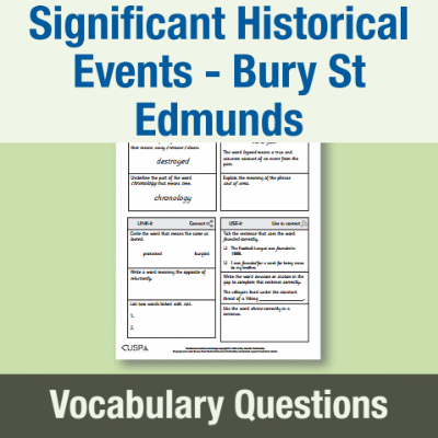 Image of Year 2 History (Significant Historical Events, People, Places: Bury St Edmunds) Vocabulary Questions VQ CUSP Resource