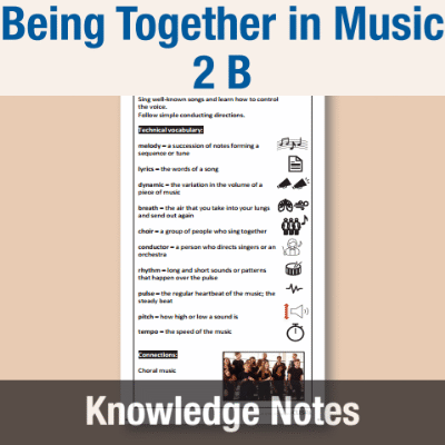 Image of Year 2 Music B (Being Together in Music 2) Knowledge Notes KN CUSP Resource
