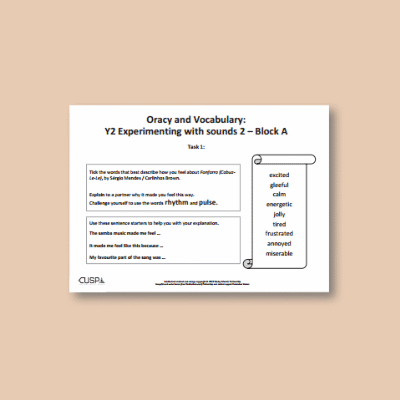 Y2 Music A (Experimenting with Sounds 2) Oracy Tasks OT
