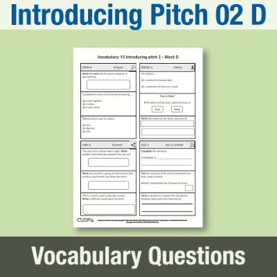Image of Year 2 Music D (Introducing Pitch 02) Vocabulary Questions VQ CUSP Resource