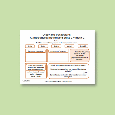 Y2 Music C (Introducing Rhythm and Pulse 2) Oracy Tasks OT