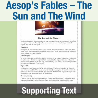 Image of Year 2 Reading (Aesop’s Fables – The Sun and The Wind) Supporting Text ST CUSP Resource