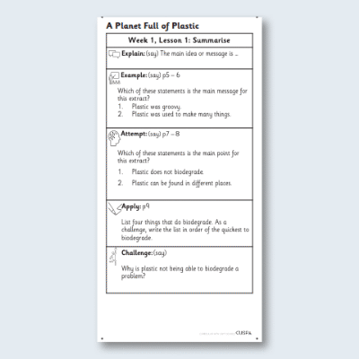 Y2 Reading (Planet Plastic) Knowledge Notes KN