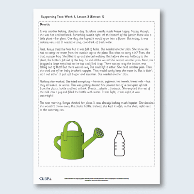 Y2 Reading (Planet Plastic) Supporting Text ST