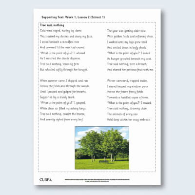 Y2 Reading (The Last Tree) Supporting Text ST