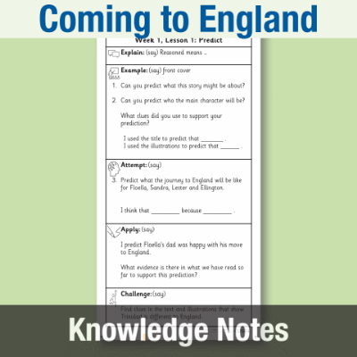 Image of Year 2 Reading (Coming to England) Knowledge Notes KN CUSP Resource