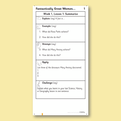 Y2 Reading (Fantastically Great Women Who Changed the World 1) Knowledge Notes KN