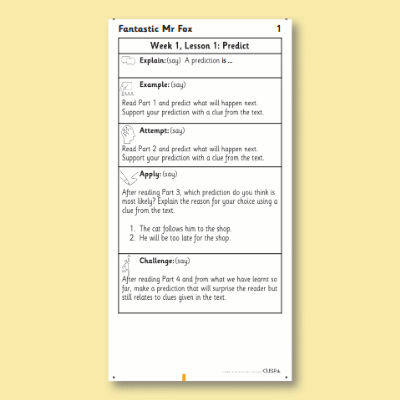 Y2 Reading (Fantastic Mr Fox 1) Knowledge Notes KN