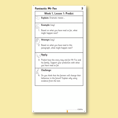 Y2 Reading (Fantastic Mr Fox 3) Knowledge Notes KN