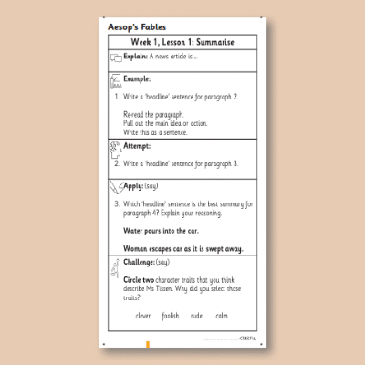 Y2 Reading (The Goose that Laid the Golden Egg) Knowledge Notes KN