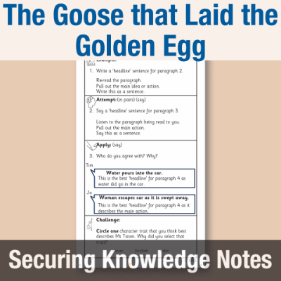 Image of Year 2 Reading (The Goose that Laid the Golden Egg) Knowledge Notes SKN CUSP Resource