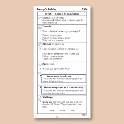 Y2 Reading (The Goose that Laid the Golden Egg) Knowledge Notes SKN