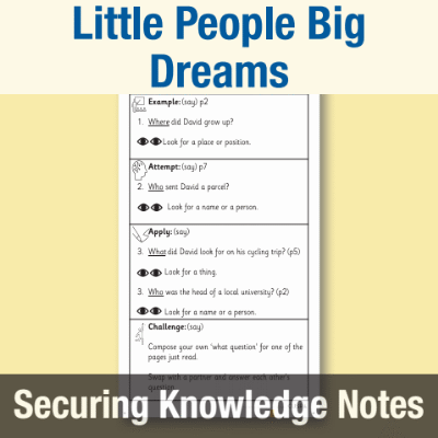 Image of Year 2 Reading (Little People Big Dreams) Knowledge Notes SKN CUSP Resource