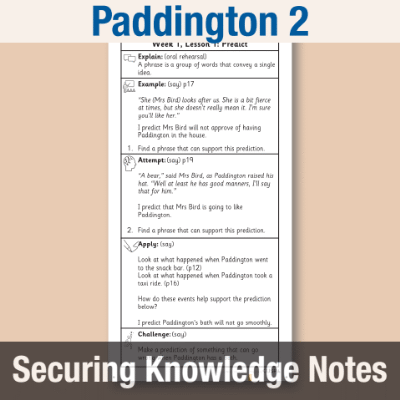 Image of Year 2 Reading (Paddington 2) Knowledge Notes SKN CUSP Resource