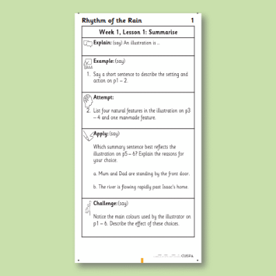 Y2 Reading (Rhythm of the Rain 1) Knowledge Notes KN