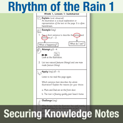 Image of Year 2 Reading (Rhythm of the Rain 1) Knowledge Notes SKN CUSP Resource