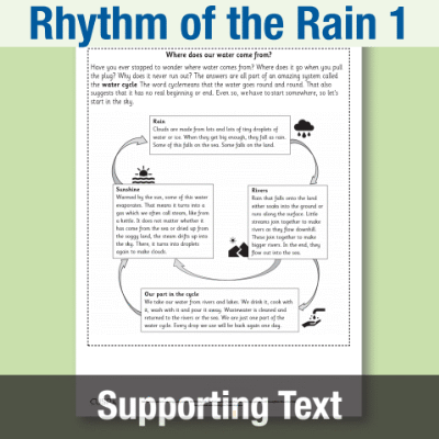 Image of Year 2 Reading (Rhythm of the Rain 1) Supporting Text ST CUSP Resource