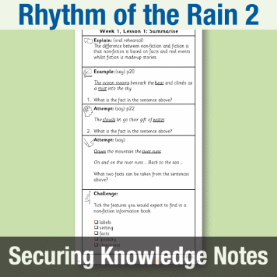 Image of Year 2 Reading (Rhythm of the Rain 2) Knowledge Notes SKN CUSP Resource