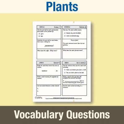 Image of Year 2 Science (Plants) Vocabulary Questions VQ CUSP Resource