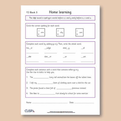 Y2 Spelling Block 03 Home Learning HL