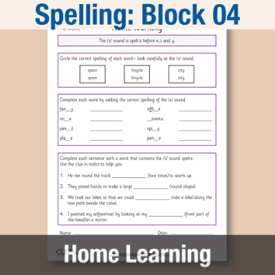 Image of Year 2 Spelling Block 04 Home Learning HL CUSP Resource