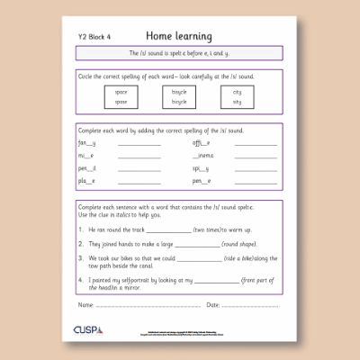 Y2 Spelling Block 04 Home Learning HL