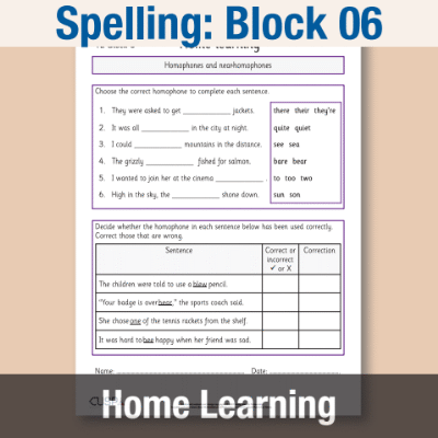 Image of Year 2 Spelling Block 06 Home Learning HL CUSP Resource