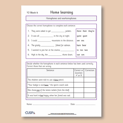 Y2 Spelling Block 06 Home Learning HL
