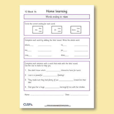 Y2 Spelling Block 16 Home Learning HL