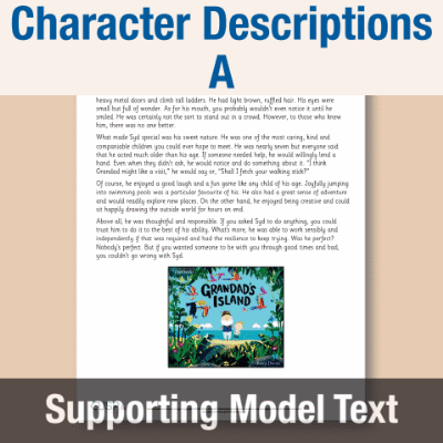 Image of Year 2 Writing A (Character Descriptions) Supporting Model Text SMT CUSP Resource
