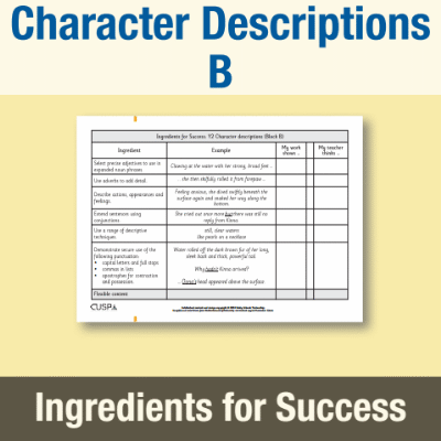 Image of Year 2 Writing B (Character Descriptions) Ingredients for Success IFS CUSP Resource