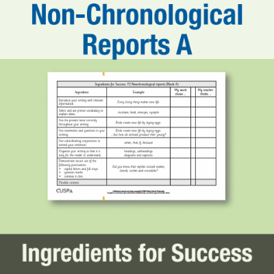 Image of Year 2 Writing A (Non-Chronological Reports) Ingredients for Success IFS CUSP Resource