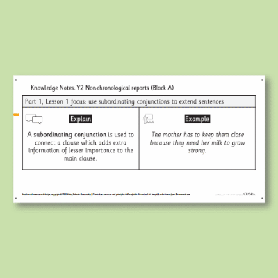 Y2 Writing A (Non-Chronological Reports) Knowledge Notes KN