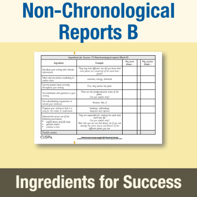 Image of Year 2 Writing B (Non-Chronological Reports) Ingredients for Success IFS CUSP Resource