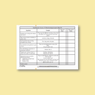 Y2 Writing B (Non-Chronological Reports) Ingredients for Success IFS