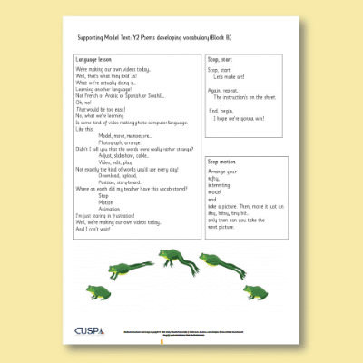 Y2 Writing B (Poetry: Developing Vocabulary) Supporting Model Text SMT