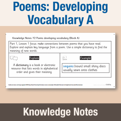 Image of Year 2 Writing A (Poems: Developing Vocabulary) Knowledge Notes KN CUSP Resource