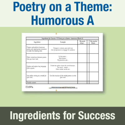 Image of Year 2 Writing A (Poetry on a Theme: Humorous) Ingredients for Success IFS CUSP Resource