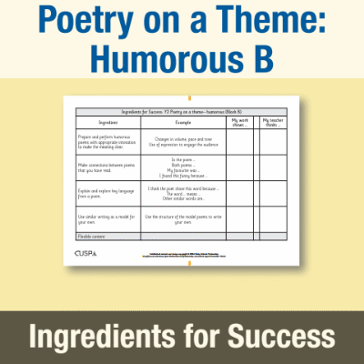 Image of Year 2 Writing B (Poetry on a Theme: Humorous) Ingredients for Success IFS CUSP Resource