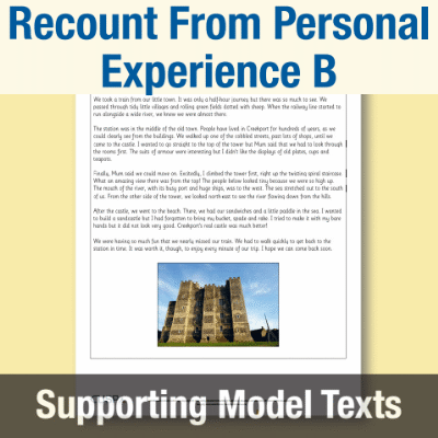 Image of Year 2 Writing B (Recount From Personal Experience) Supporting Model Text SMT CUSP Resource