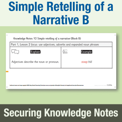 Image of Year 2 Writing B (Simple Retelling of a Narrative) Knowledge Notes SKN CUSP Resource