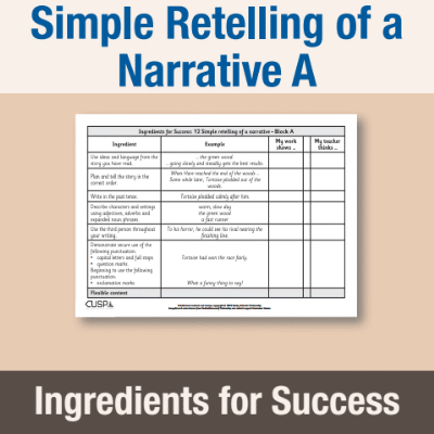 Image of Year 2 Writing A (Simple Retelling of a Narrative) Ingredients for Success IFS CUSP Resource