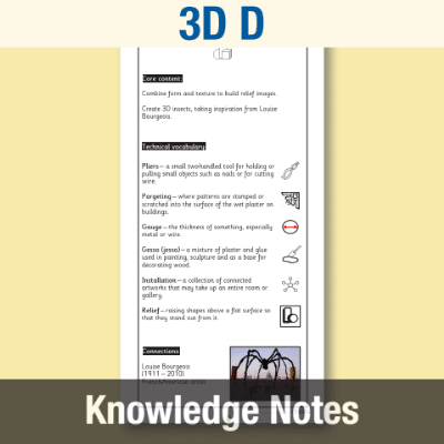 Image of Year 3 Art and Design D (3D) Knowledge Notes KN CUSP Resource