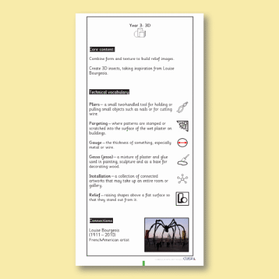 Y3 Art and Design D (3D) Knowledge Notes KN