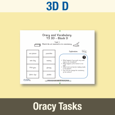Image of Year 3 Art and Design D (3D) Oracy Tasks OT CUSP Resource