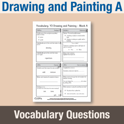 Image of Year 3 Art and Design A (Drawing and Painting) Vocabulary Questions VQ CUSP Resource
