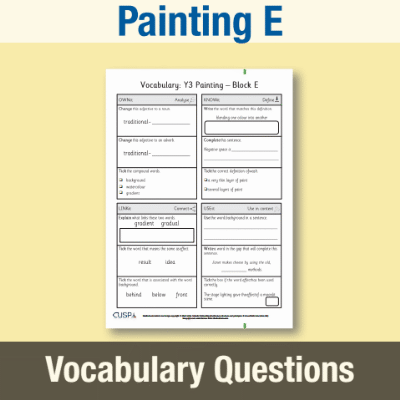 Image of Year 3 Art and Design E (Painting) Vocabulary Questions VQ CUSP Resource